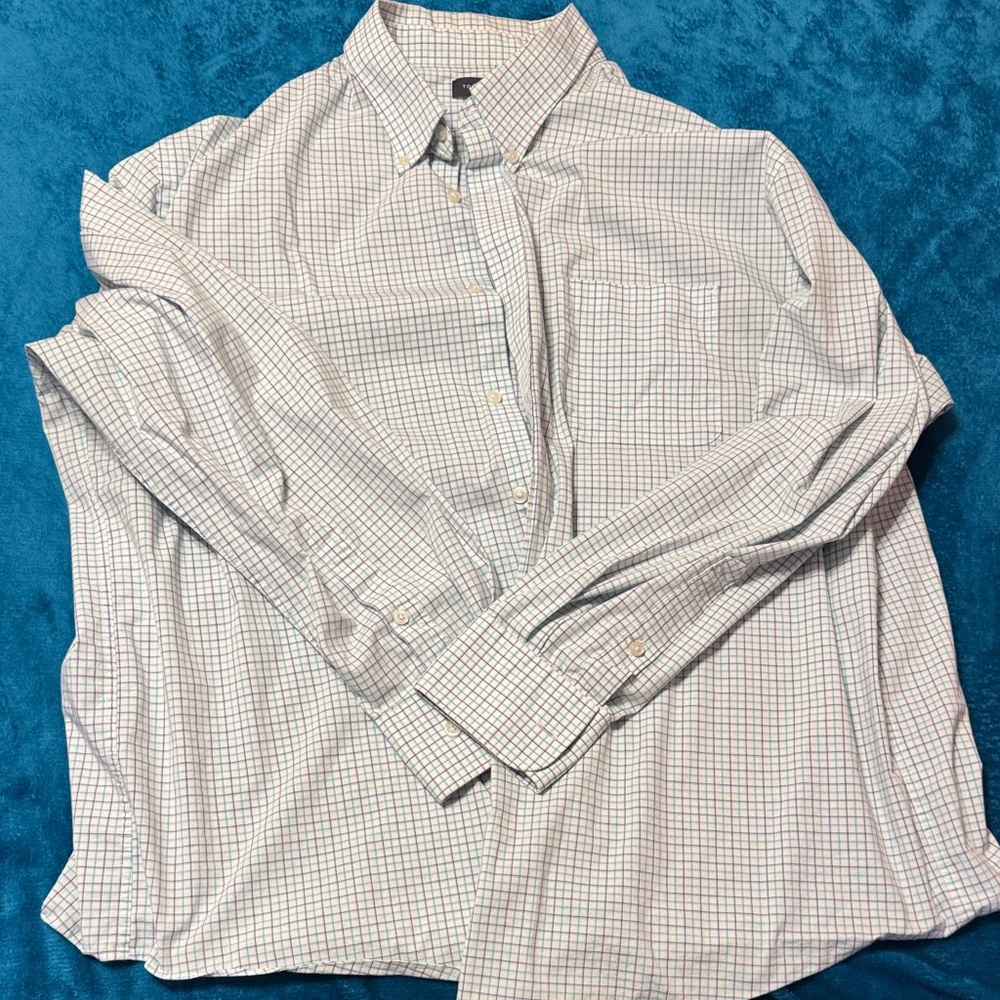 Tommy Hilfiger Men's Plaid Shirt - White and Blue